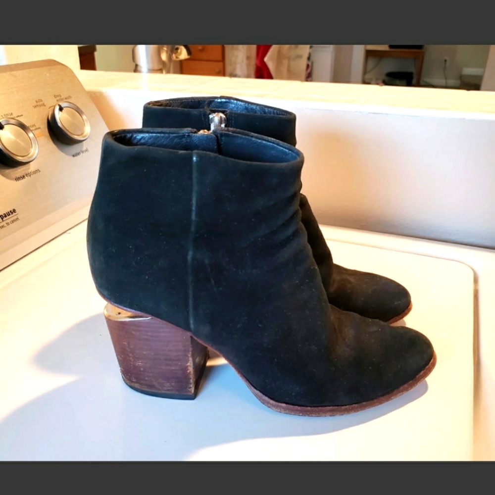Alexander Wang Gabi Boots Suede Leather Cut-out Heel Ankle Boots size 37 / 7